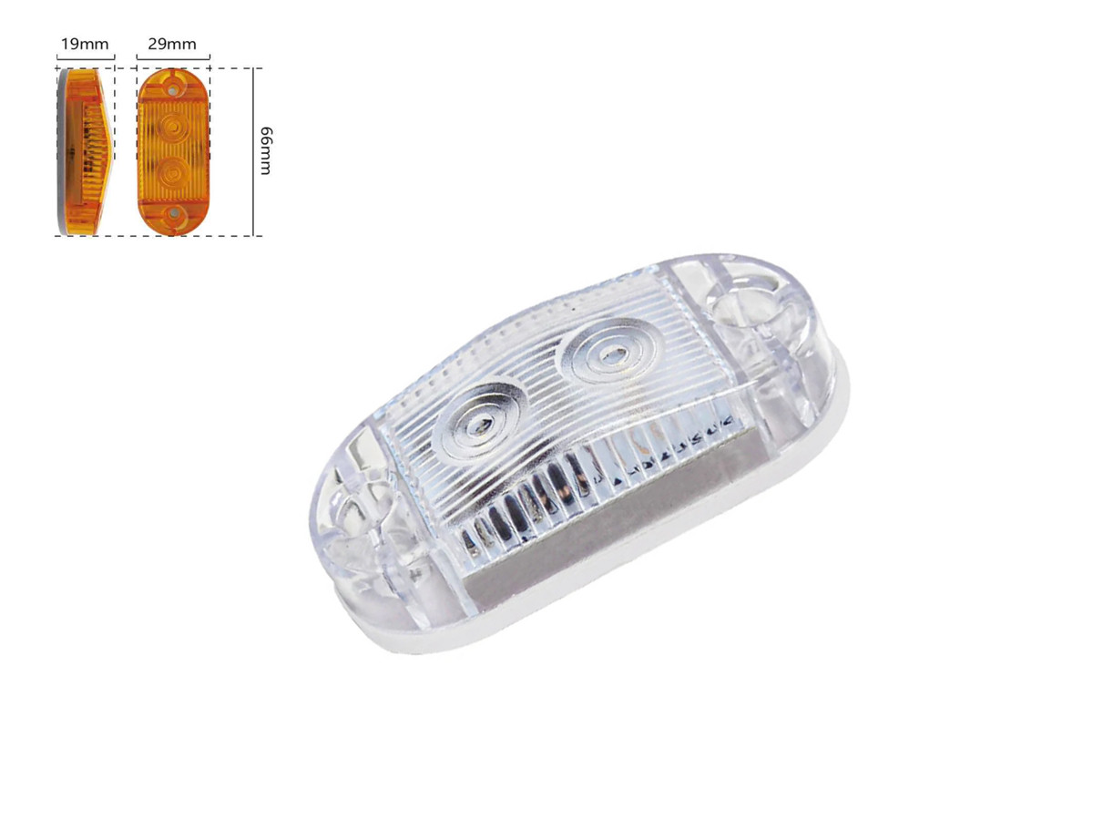 Габаритний ліхтар-катафот BD-0132W 2 LED білий IP67 10-30V (1 шт). Розмір: 66*29*19 мм