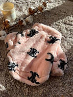 Брендовая шуба для собак CELINE на змейке без капюшона с шелковой подкладкой , розовая