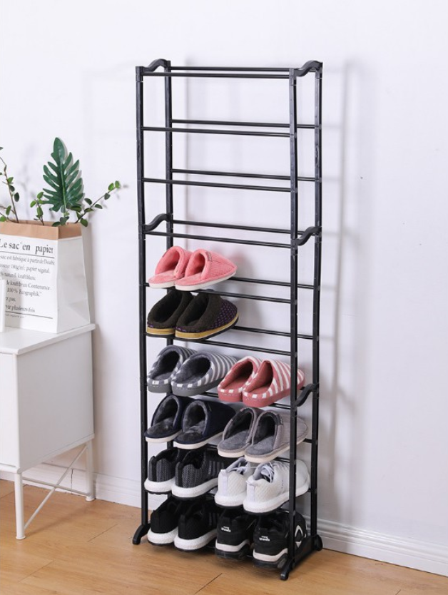 Полка-органайзер для хранения обуви в прихожую для 30 пар, Подставка металлическая под обувь 10 полок TRA - фото 3 - id-p2122282933