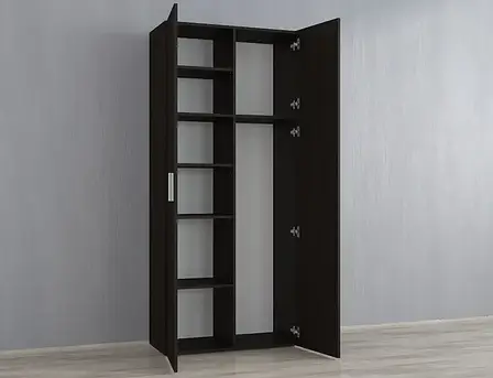 Шафа розпашна з полицями для прибирального інвентарю, пенал у ванну, шафка у ванну SV-MEBLI  Венге Темный, фото 2