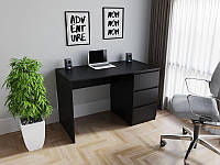 Письменный стол с тумбой справа на три выдвижных ящика без ручек из ЛДСП Черный 120х76х60 см