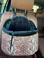 Автокресло для собак и кошек в машину Maralis черный плюш и бордовый питон