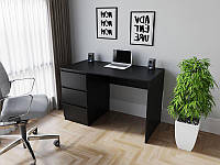 Письменный стол с тумбой слева на три выдвижных ящика без ручек из ЛДСП Черный 120х76х60 см