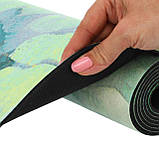 Замшевий двошаровий килимок для йоги з принтом Білий Лотос 183x61x0.3 см Record FI-5662-34, фото 5