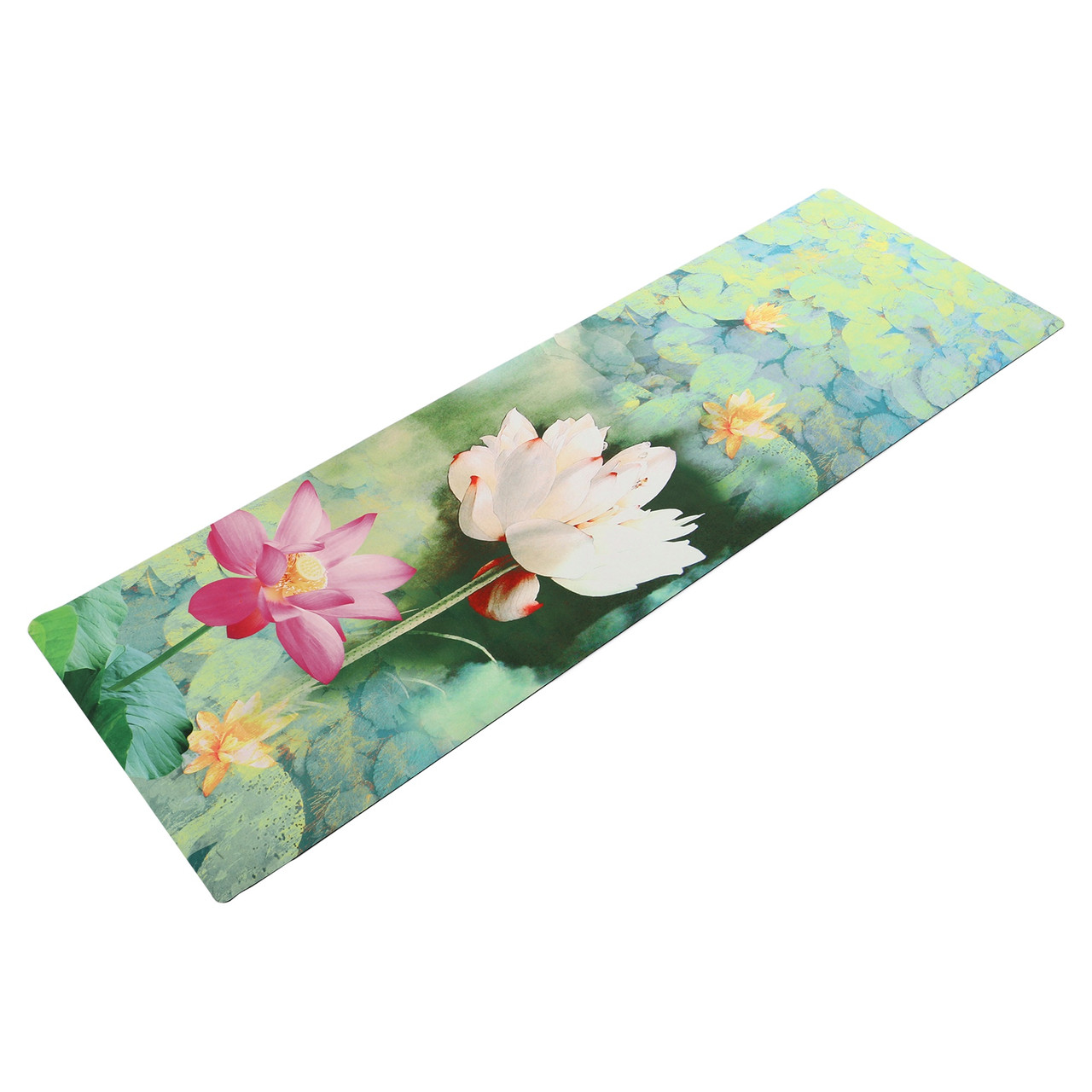 Замшевий двошаровий килимок для йоги з принтом Білий Лотос 183x61x0.3 см Record FI-5662-34, фото 1
