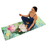 Замшевий двошаровий килимок для йоги з принтом Білий Лотос 183x61x0.3 см Record FI-5662-34, фото 8