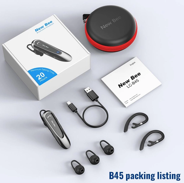 Гарнитура Bluetooth New Bee LC-B45 Black Наушники с микрофоном на одно ухо Фирменные bluetooth наушники - фото 3 - id-p2122300347