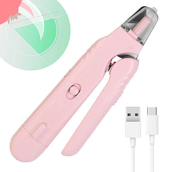 Ножиці-пилка для кігтів тварин від USB 2в1, Рожевий / Кігтерізка для собак / Ножиці для кігтів котів