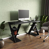Письменный стол с полками с двох сторон, для компьютера и ноутбука Черный, 120х75х60 см