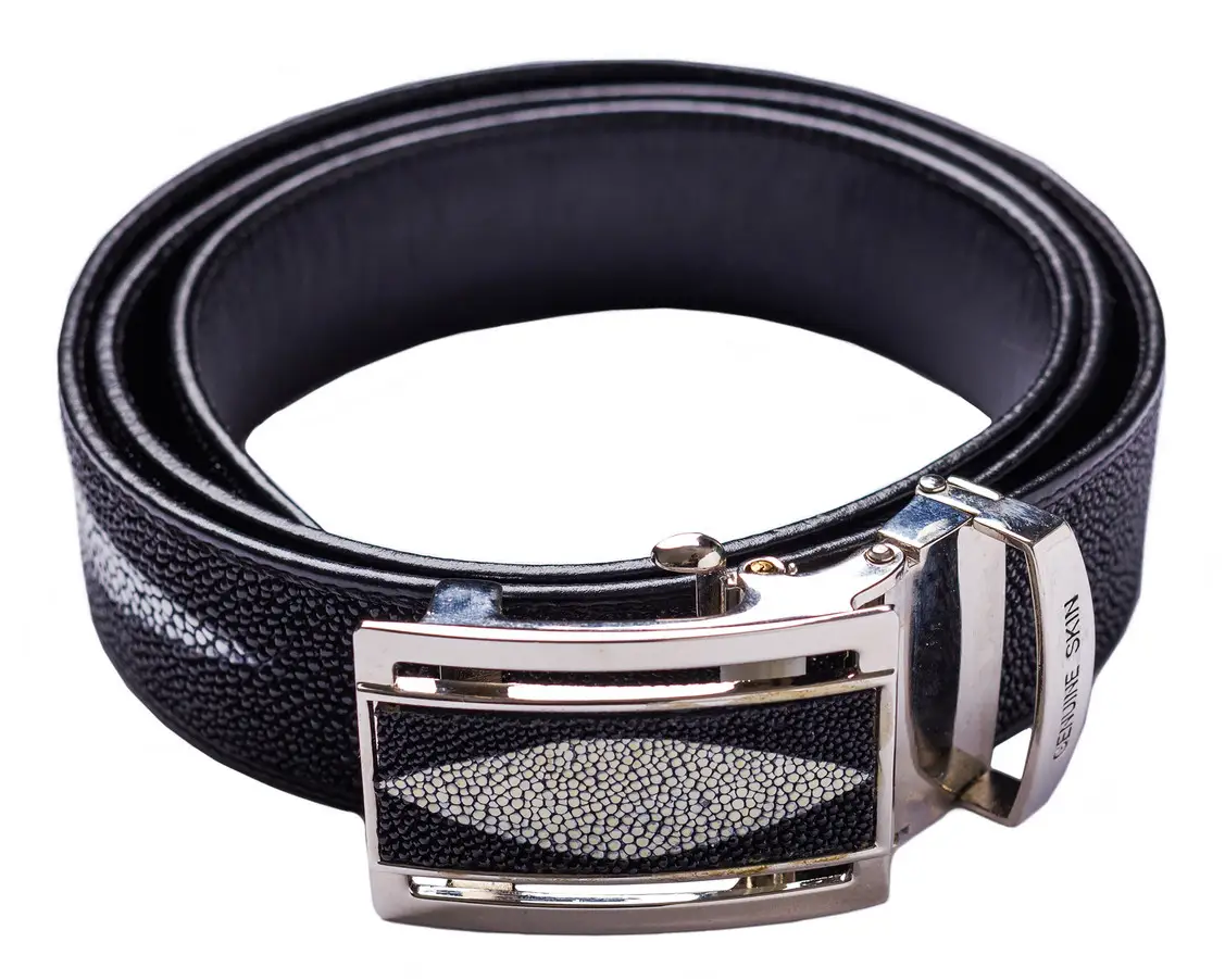 Ремінь зі шкіри ската Ekzotic Leather Чорний (stb03)