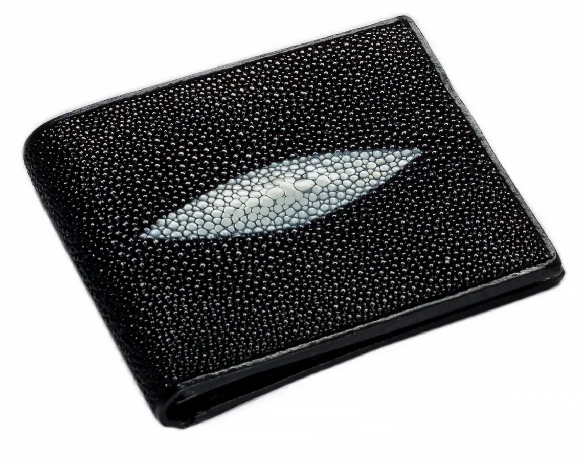 Портмоне зі шкіри ската Ekzotic Leather Чорне (stw21)