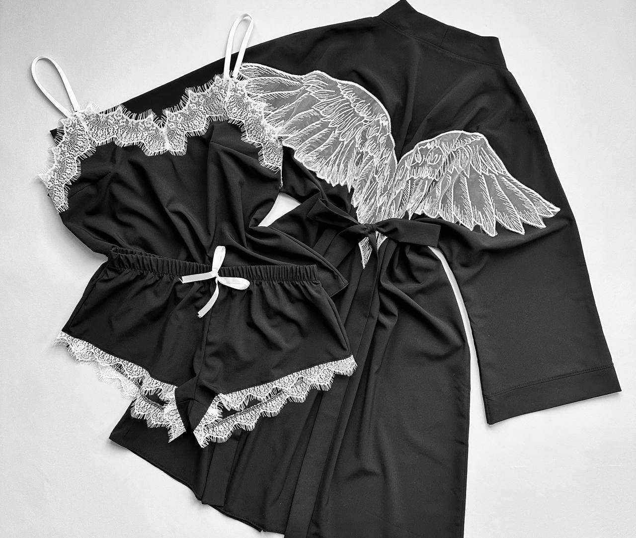 Халат із крилами та піжама, комплект трійка.