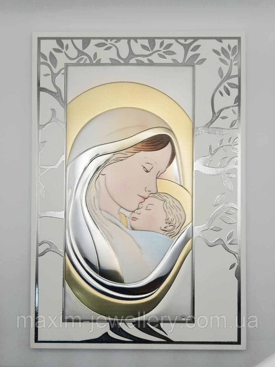 Срібна ікона "Богородиця з Ісусом"
