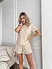 Жіноча піжама з шортами та футболкою ВІСКОЗНИЙ РУБЧИК РЮШИК БЕЖ/МОККО 1580, фото 2