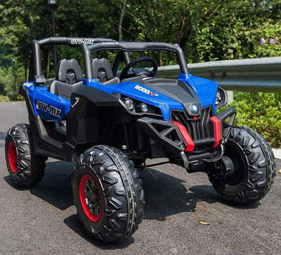 Електромобіль баггі всюдихід 4x4 Потужна батарея 3 швидкості до 9км/год багажник амортизатори Синій UTV-MX!