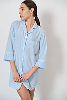 Женская пижама из ткани софт. Удлиненная рубашка. Голубая полоска. Рукав 3/4. L