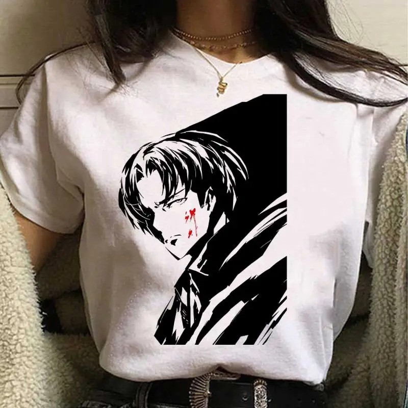 Жіноча футболка Аніме Леві з вторгненням титанів, T-shirt Anime Levi from Invasion of the