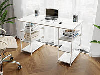 Компьютерный стол, письменный стол на 6 полочек из ЛДСП 100х75х60 см Белый-Бетон