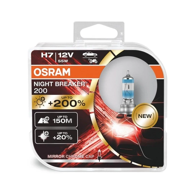 Лампа галогенна 12В H7 "Osram" 55 +200% Night Breaker 200 (2 шт.) (64210 NB200-HCB)