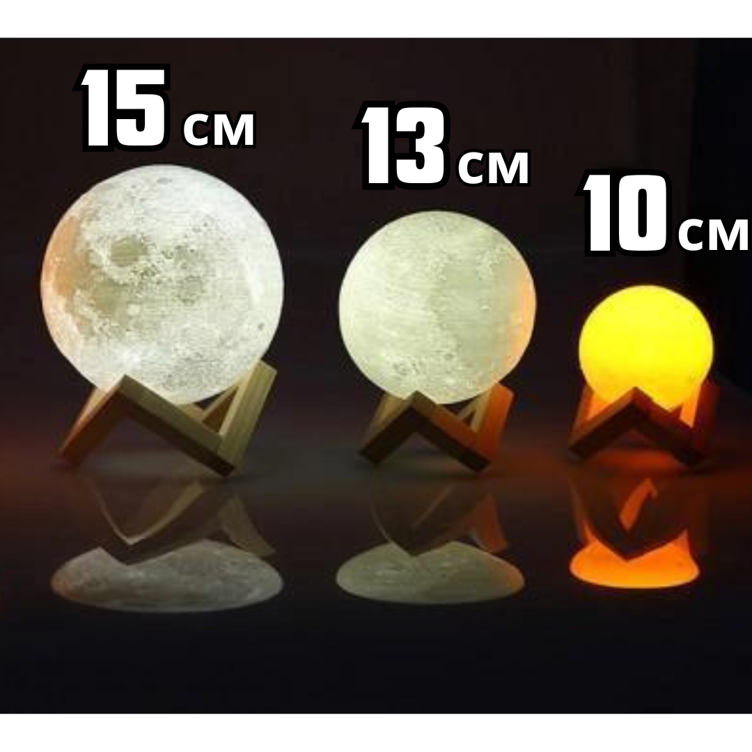 Лампа-луна USB 3D Moon Light 10 см беспроводная , Ночник луна сенсорная 16 цветов TRA - фото 7 - id-p2122283150