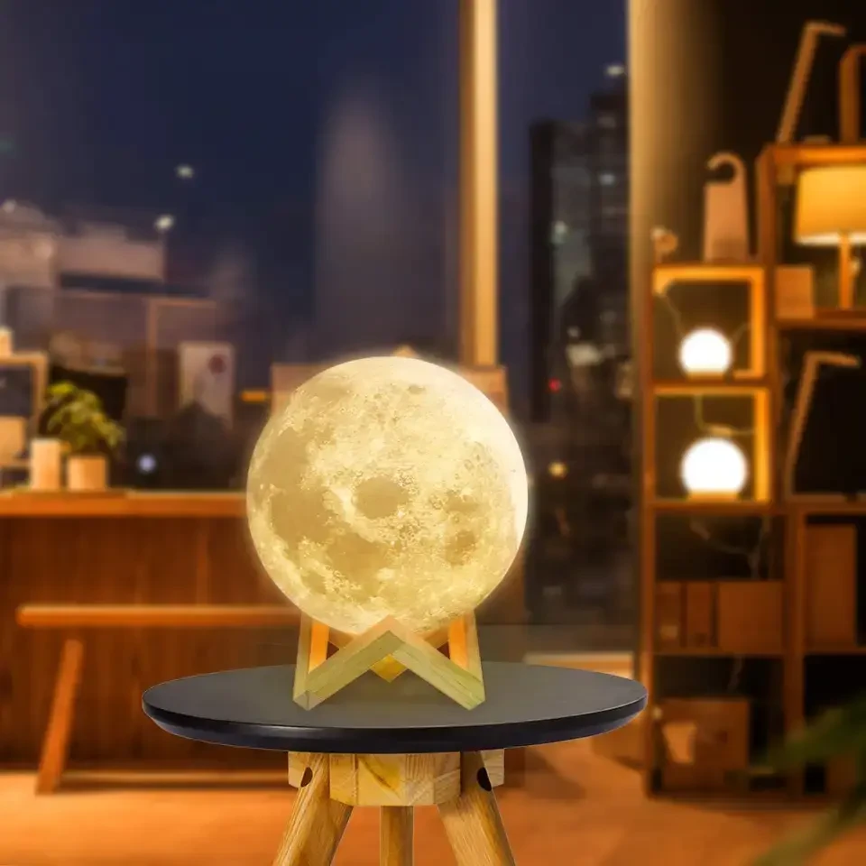 Лампа-луна USB 3D Moon Light 10 см беспроводная , Ночник луна сенсорная 16 цветов TRA - фото 8 - id-p2122283150