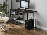 Компьютерный стол, письменный стол на 2 полочки из ЛДСП 140х75х60 см Черный-Венге темный