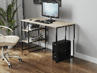 Компьютерный стол, письменный стол на 2 полочки из ЛДСП 140х75х60 см Черный-Дуб Сонома