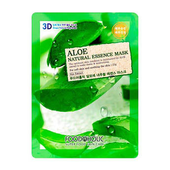 Тканинна маска для обличчя з алое Food A Holic 3D Shape Natural Essence Mask Aloe