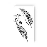 Временная татуировка "Перья с птицами" L-15 черный gr