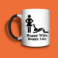 "Happy wife, happy life" чашка хамелеон для девушки