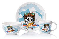 Набор фарфоровой детской посуды Ardesto Panda pilot на 3 предмета (AR3451PS)