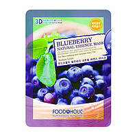 Тканевая маска для лица с черникой Food A Holic 3D Shape Natural Essence Mask Blueberry