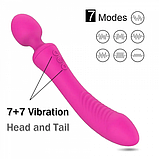 Силіконовий вібратор у формі мікрофона від USB, Двосторонній вібромасажер для точки G і клітора, Інтимні ігри, фото 2