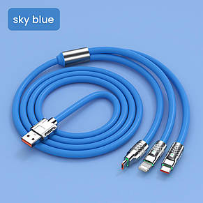 Кабель 3в1 Micro + Lightning + Type-C 120W 6A, фото 4