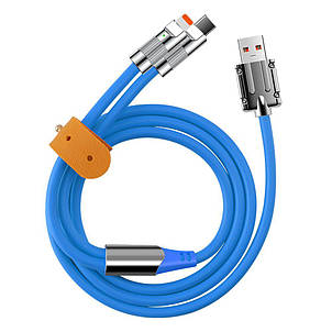 Кабель 3в1 Micro + Lightning + Type-C 120W 6A, фото 3