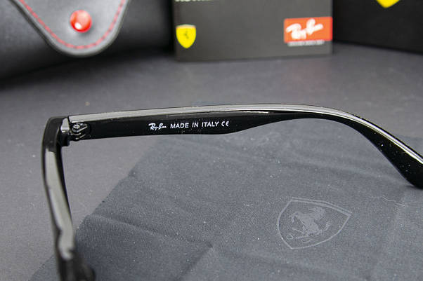 Сонцезахисні окуляри RAY BAN Ferrari поляризаційні UV400 (арт. 21137) чорні/глянсова оправа, фото 5