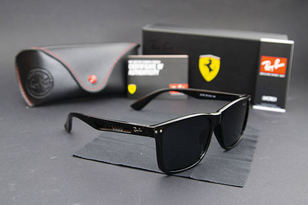 Сонцезахисні окуляри RAY BAN Ferrari поляризаційні UV400 (арт. 21137) чорні/глянсова оправа, фото 3