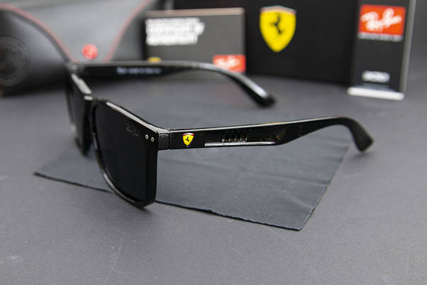 Сонцезахисні окуляри RAY BAN Ferrari поляризаційні UV400 (арт. 21137) чорні/глянсова оправа, фото 4