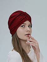 Тюрбан жіночий з бавовни D.Hats бордового кольору