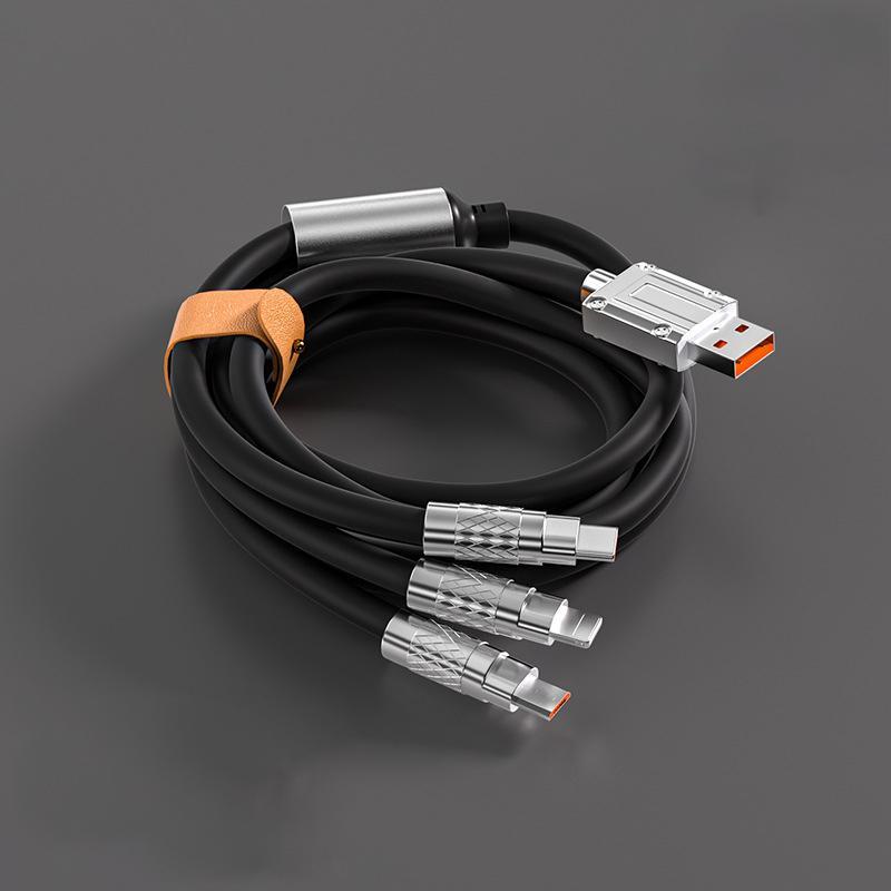 Кабель 3в1 Micro + Lightning + Type-C 120W 6A