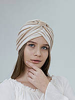 Чалма жіноча в східному стилі з оксамиту D.Hats бежевого кольору