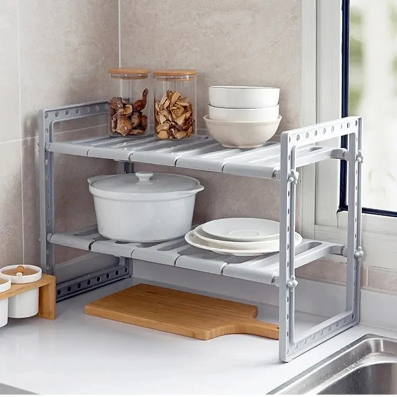 Кухонная полка-органайзер для хранения посуды kitchen rack, Стойка для посуды двухуровневая,TRA - фото 6 - id-p2122286655