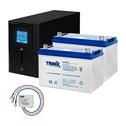 Комплект резервного живлення Kraft PSW1500VA/1200W(LCD)24V UPS + гелева батарея 2540 Вт*г (42-00062-4), фото 1
