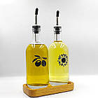 Набір пляшок для олії та оцту з дерев'яною підставкою 2 шт. 500 мл (мал.), фото 6