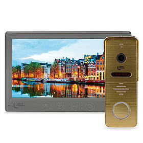 Комплект відеодомофона Light Vision: домофон 7" AMSTERDAM FHD Grey та відеопанель RIO FHD Gold (82-00237-82-00214)