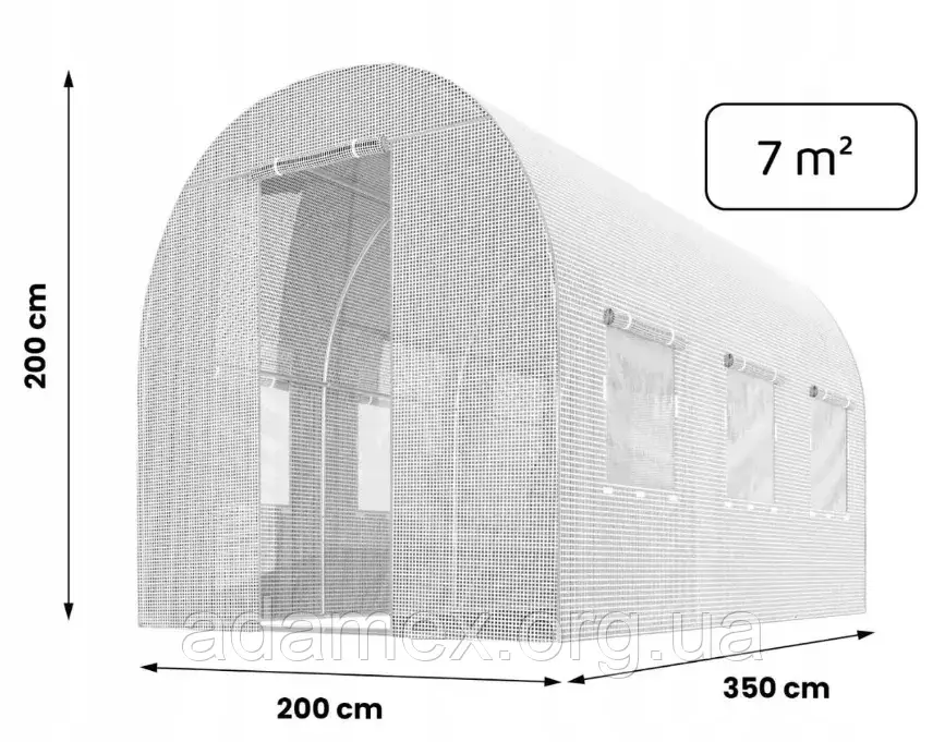 Теплиця прозора плівка Plonos - 7м2 = 350*200*200