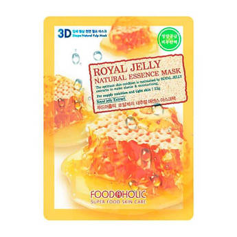 Тканинна маска для обличчя з маточним молочком Food A Holic 3D Shape Natural Essence Mask Royal Jelly