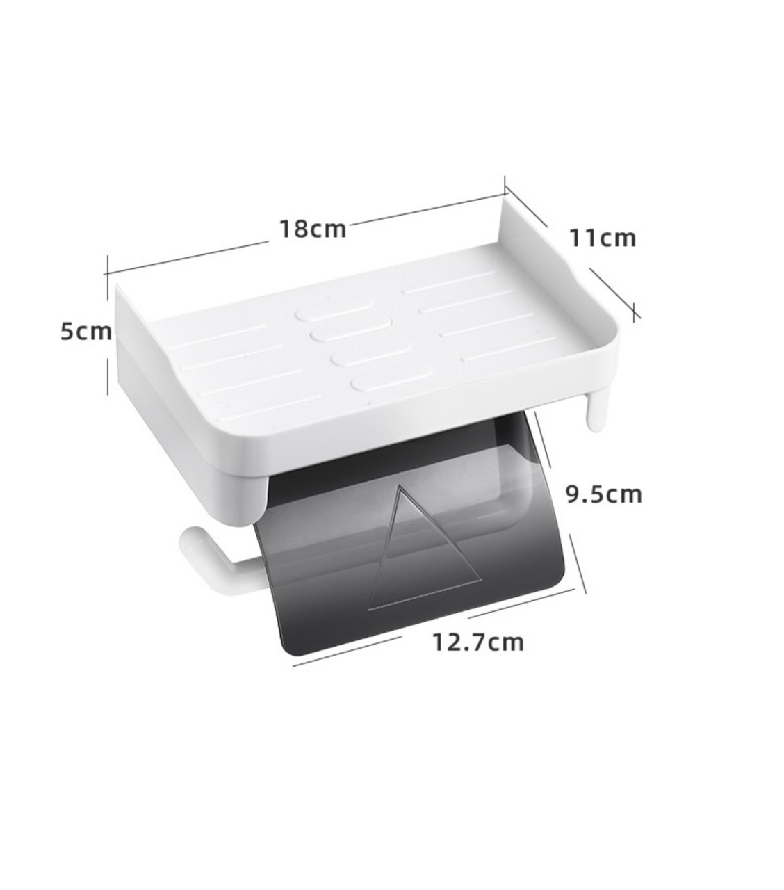 Настенный держатель для туалетной бумаги с полкой для телефона и аксессуаров для ванной без сверления - фото 2 - id-p2094414858
