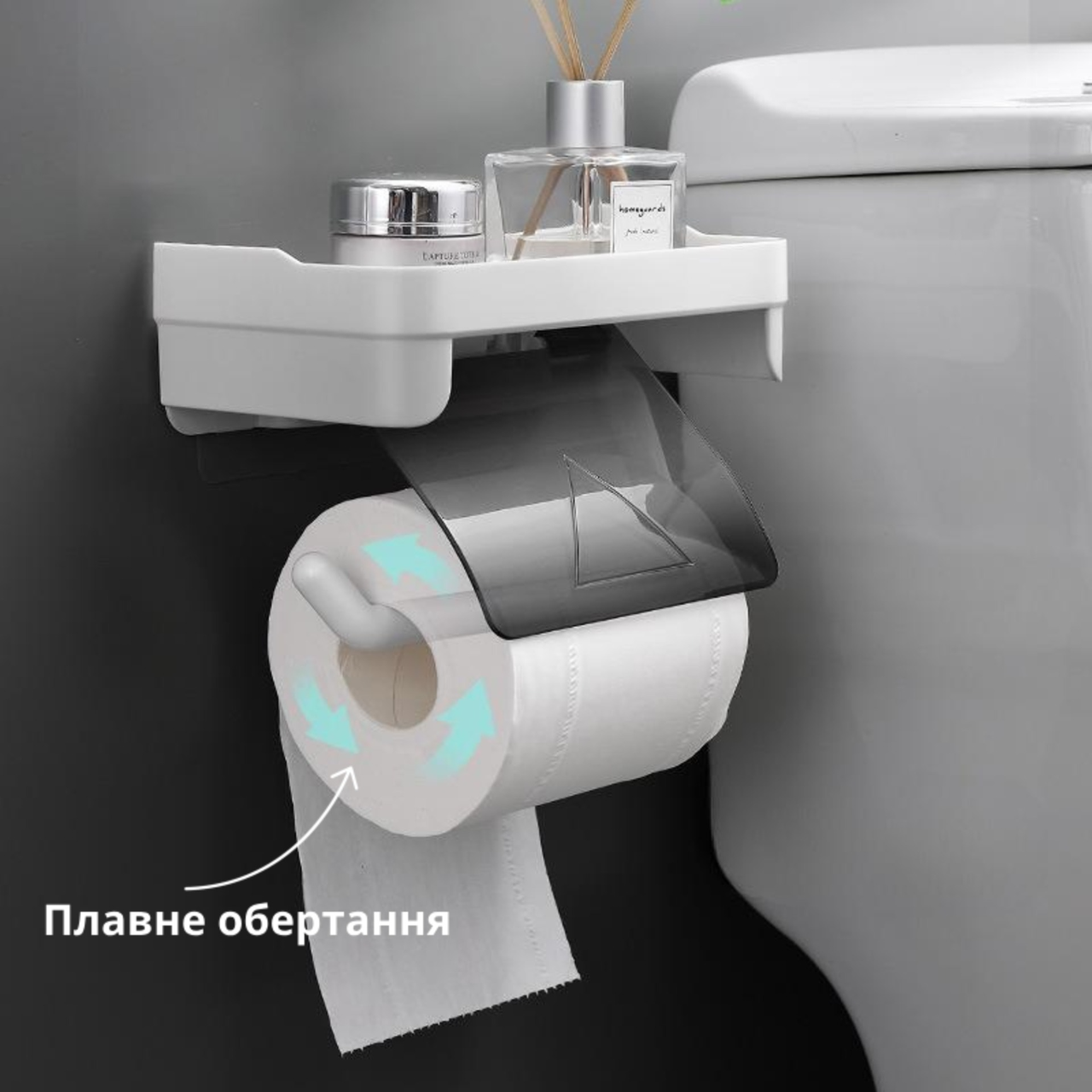 Настенный держатель для туалетной бумаги с полкой для телефона и аксессуаров для ванной без сверления - фото 5 - id-p2094414858