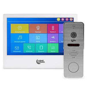 Комплект відеодомофона Light Vision: домофон 10" SINGAPORE (AI) FHD White та відеопанель RIO FHD Grey (82-00238-82-00216), фото 1